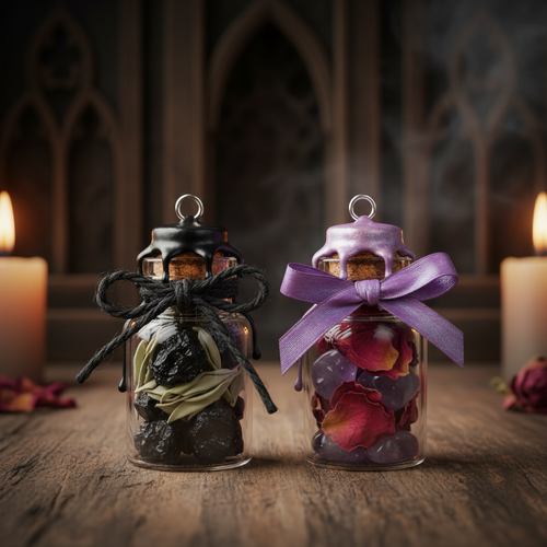 Couple Protection Jar Charms Set with matching male and female jars